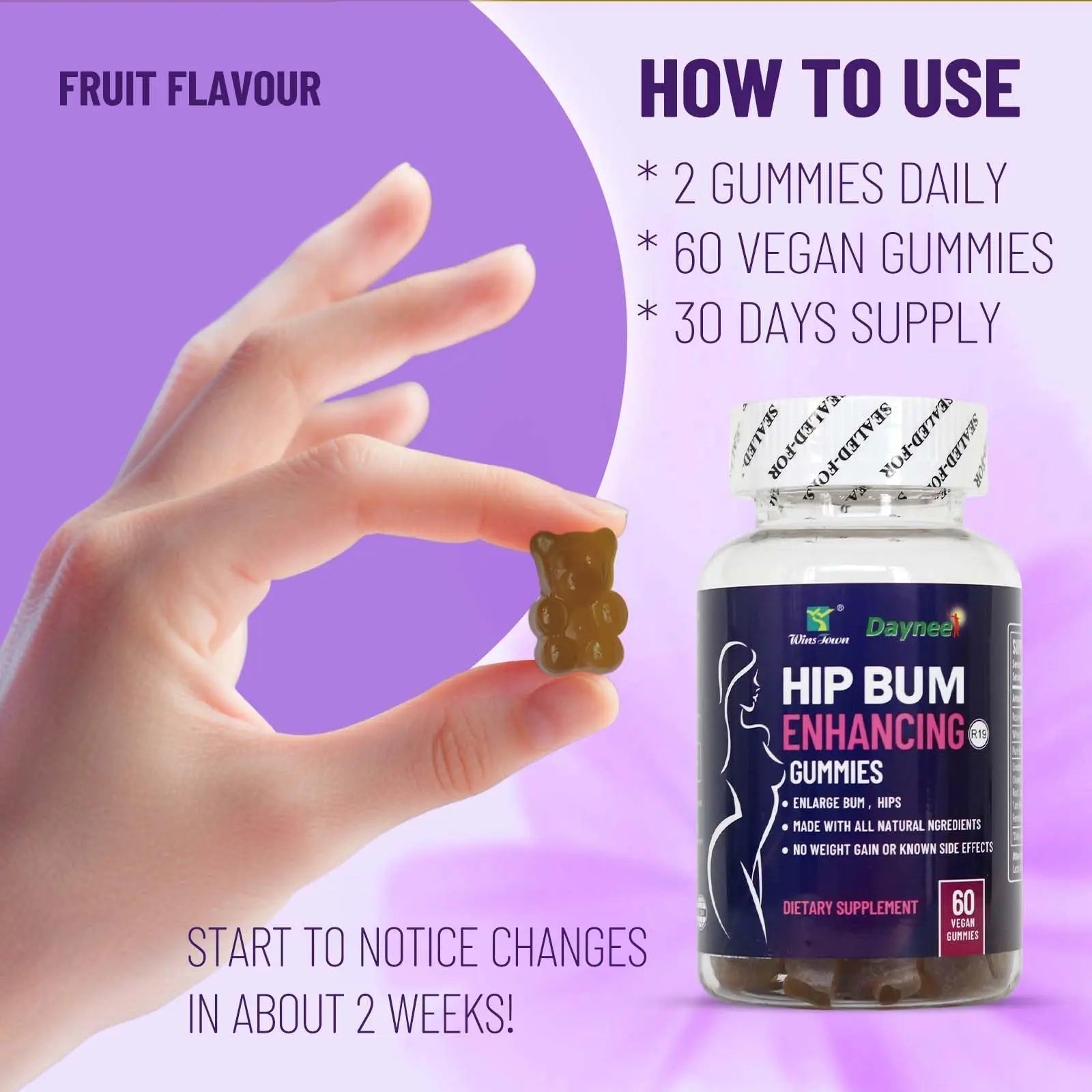 Wins Town Hip Butt Enhancement Gummies, Booty Multivitamins Supplements for Firm and Lift Bigger Buttocks for Women, 60 Count Wins TownBuy Supplements Australia