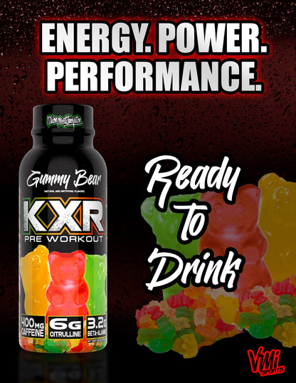 VMI Sports KXR High Stimulant Pre-Workout Energy Ready to Drink 400mg Caffeine, 6g Citrulline, 3.2g Beta-Alanine | Delicious – Convenient – Powerful | 12.5 oz Bottles (Gummy Bear, 12 Bottles)