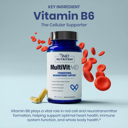 1MD Nutrition MultiVitMD Daily Multivitamin – 19 Essential Vitamins & Minerals for Adults Over 55 | Supports Healthy Aging, Heart, Brain, Bone, & Immune Health | 1MD Nutrition
