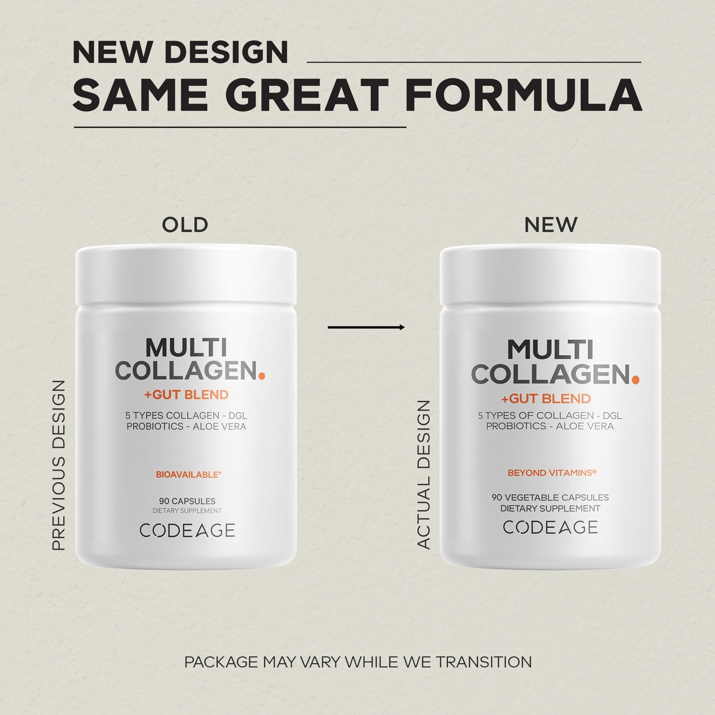 Codeage Multi Collagen + Gut Blend Supplement - Digestive Probiotics, DGL Licorice, Aloe Vera, Organic Peppermint Leaf, Slippery Elm - Hydrolyzed Bovine Collagen Pills - Non-GMO - 90 Capsules CodeageBuy Supplements Australia
