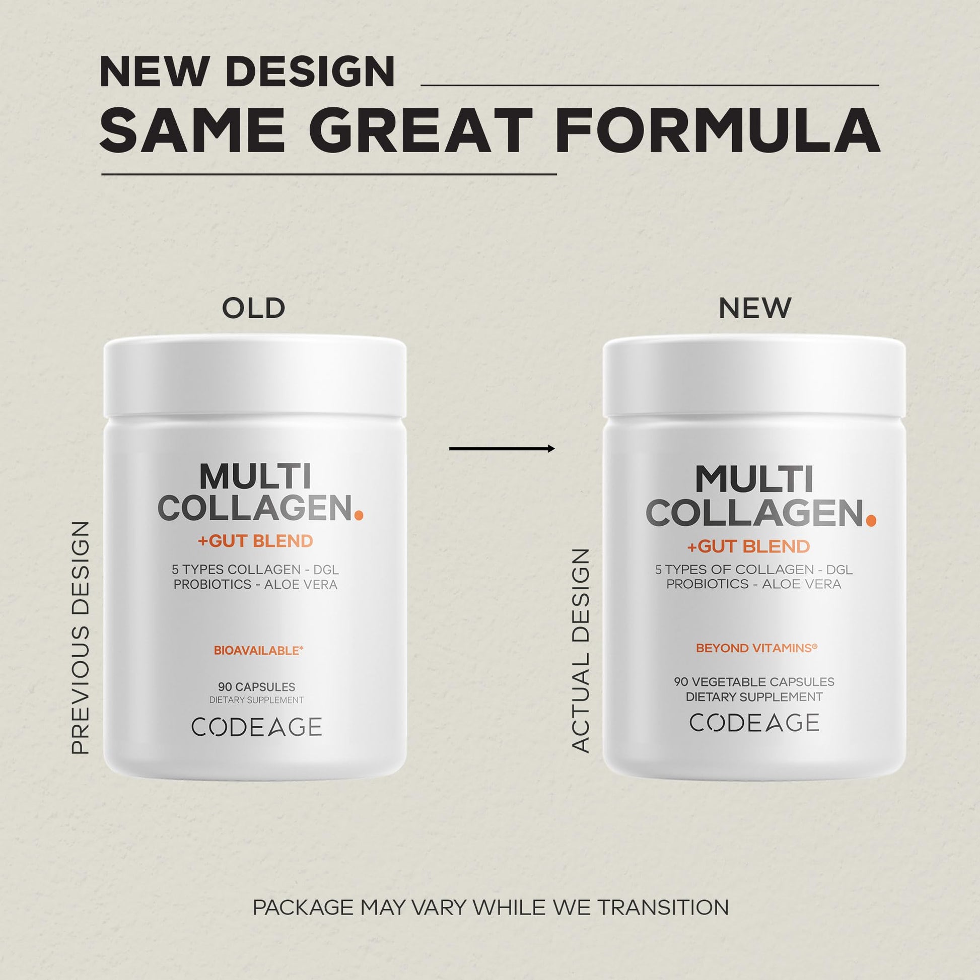Codeage Multi Collagen + Gut Blend Supplement - Digestive Probiotics, DGL Licorice, Aloe Vera, Organic Peppermint Leaf, Slippery Elm - Hydrolyzed Bovine Collagen Pills - Non-GMO - 90 Capsules CodeageBuy Supplements Australia
