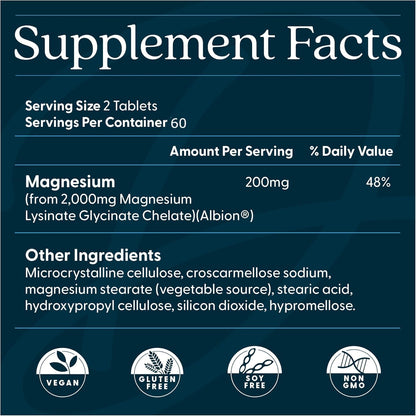 Doctor's Best High Absorption Magnesium Glycinate Lysinate Supplement for Sleep Support - Chelated Magnesium Tablets for Women & Men, 200mg per Serving, Supports Calm & Relaxation, Vegan - 120 Count Doctor's BESTBuy Supplements Australia