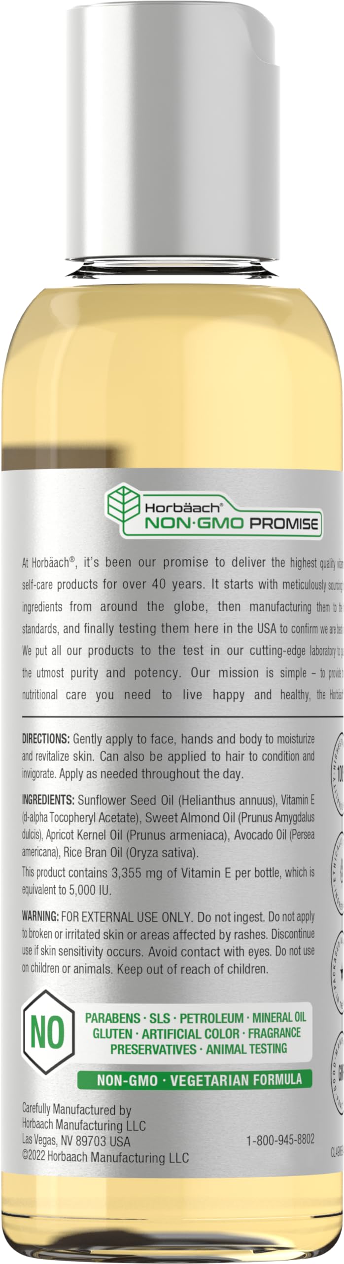 Vitamin E Oil | 5000 IU | 8 oz (2 x 4oz) Value Pack | for Skin, Hair, Face & Body | Vegetarian HorbäachBuy Supplements Australia