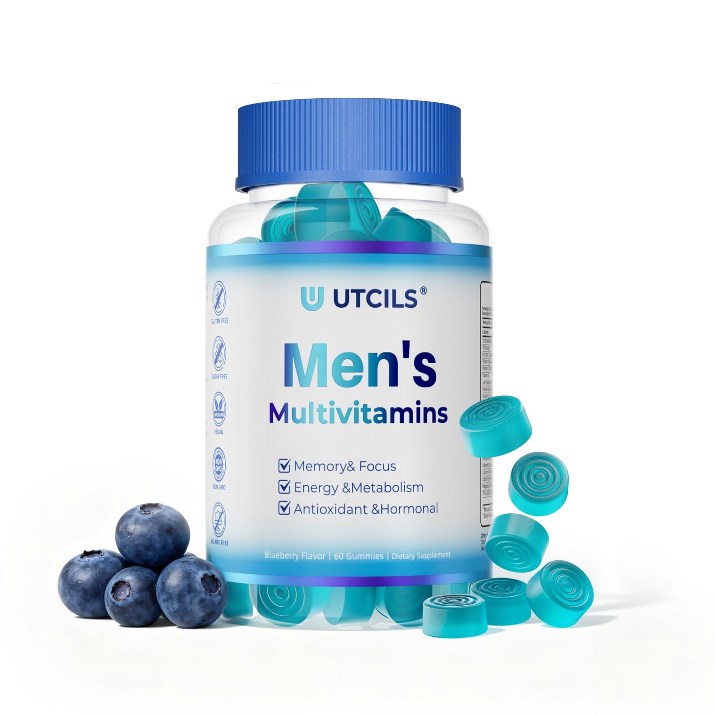 Mens Multivitamin Gummies for Men Daily - Zero Sugar Adult Gummy Vitamins with Saw Palmetto, Omega 3 DHA EPA, Probiotics 5B CFU, CoQ10, Turmeric Ginger for Prostate, Heart, Brain & Energy Support UtcilsBuy Supplements Australia