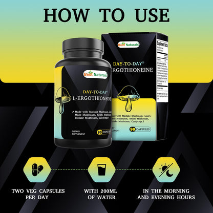 Best Naturals Day-to-Day L-Ergothioneine 25 mg with Maitake Mushrom, Lion's Mane Mushroom, Reishi Mushroom 90 Capsules Best NaturalsBuy Supplements Australia