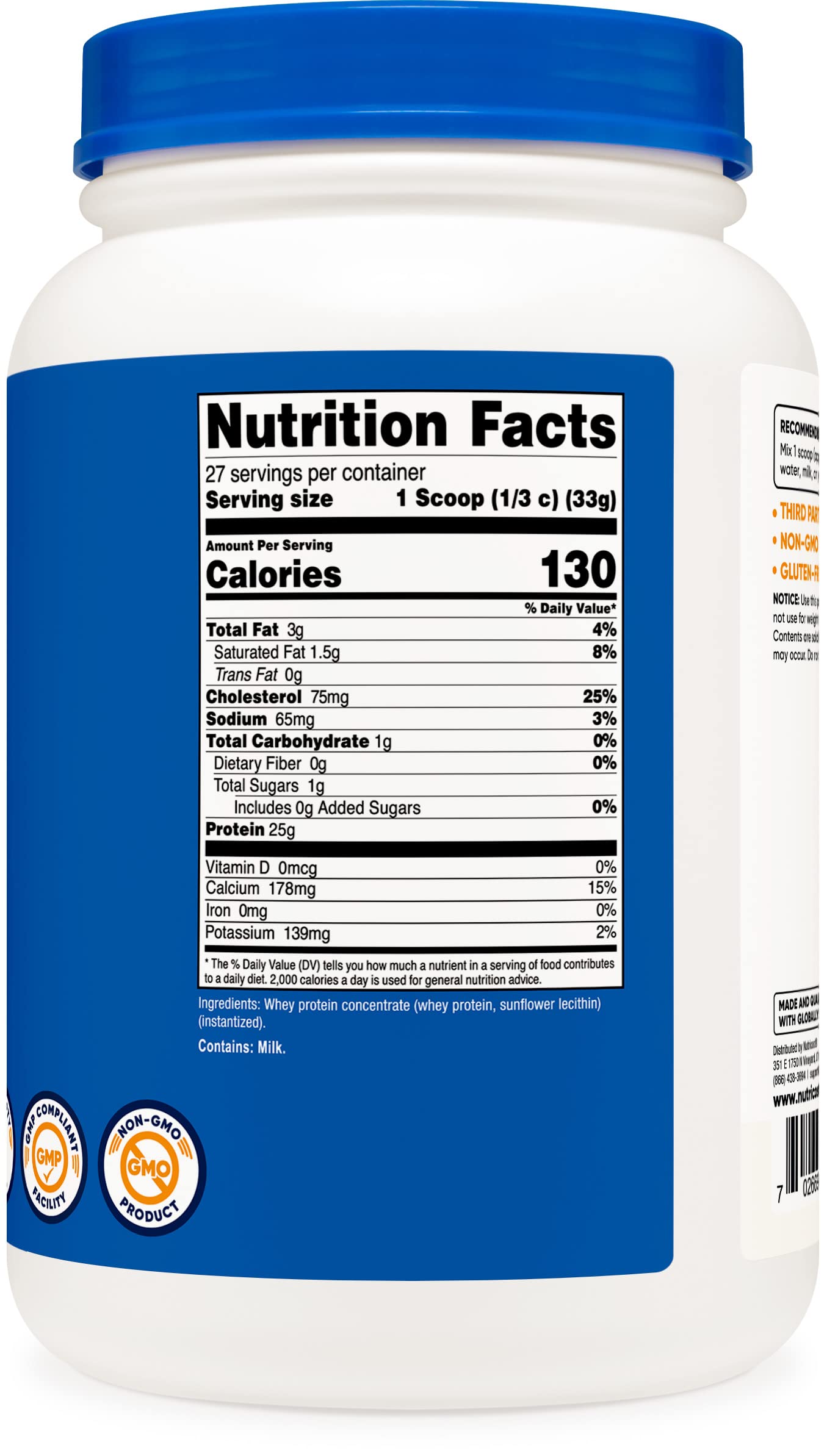 Nutricost Whey Protein Concentrate (Unflavored) 2LBS - Gluten Free & Non-GMO NutricostBuy Supplements Australia
