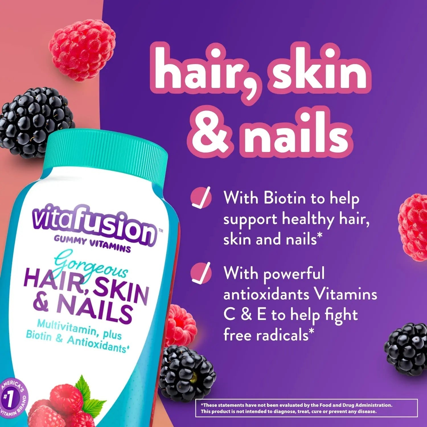 Vitafusion Gorgeous Hair, Skin & Nails Multivitamin Plus Power C Vitamin C Gummies for Immune Support Bundle, 135ct & 150 Count VitafusionBuy Supplements Australia