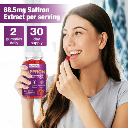 VAJYKEWJY Saffron Gummies (88.5 mg) with Magnesium — Enhanced with St. John’s Wort, Rhodiola, Ashwagandha & Vitamins B6, B12, D3 for Mood & Focus Support — 120 Count VAJYKEWJYBuy Supplements Australia
