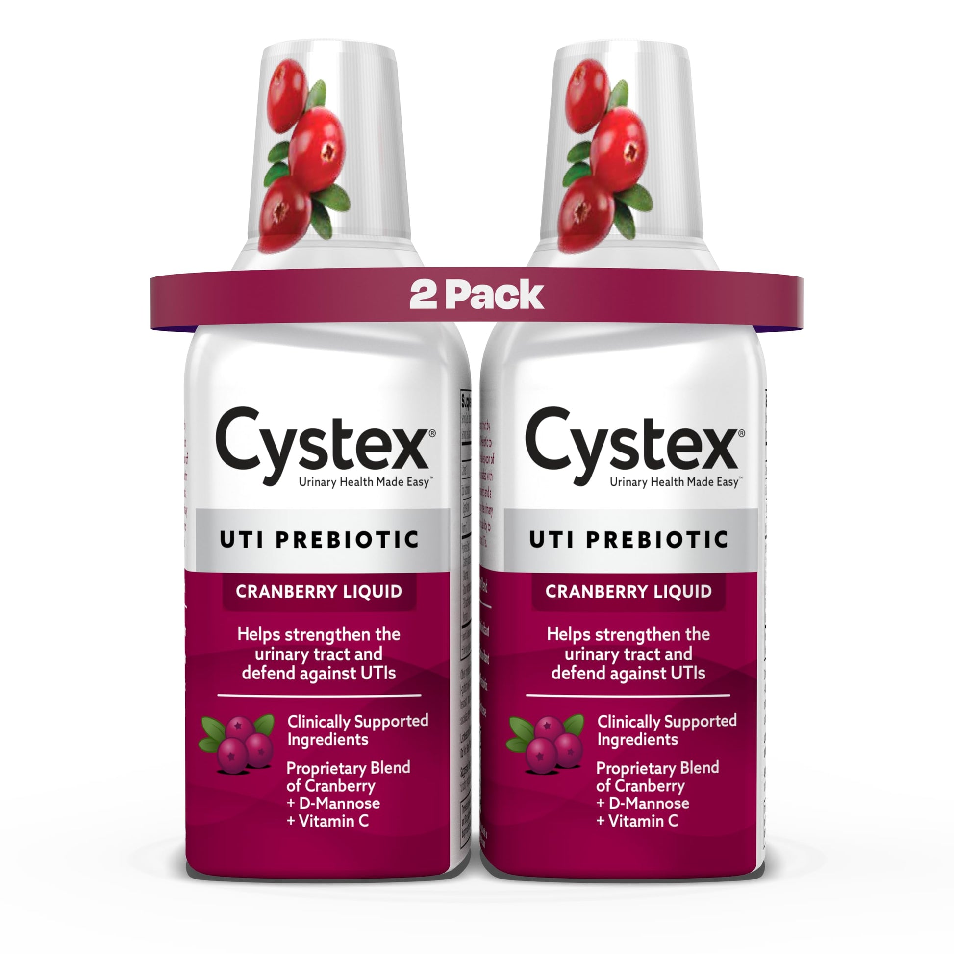 Cystex Urinary Tract Infection Support & Prevention - Cranberry Prebiotic Supplement with D-Mannose & Vitamin C for UTI Protection & Urinary Health Maintenance - 7.6 fl oz (Pack of 2) CystexBuy Supplements Australia