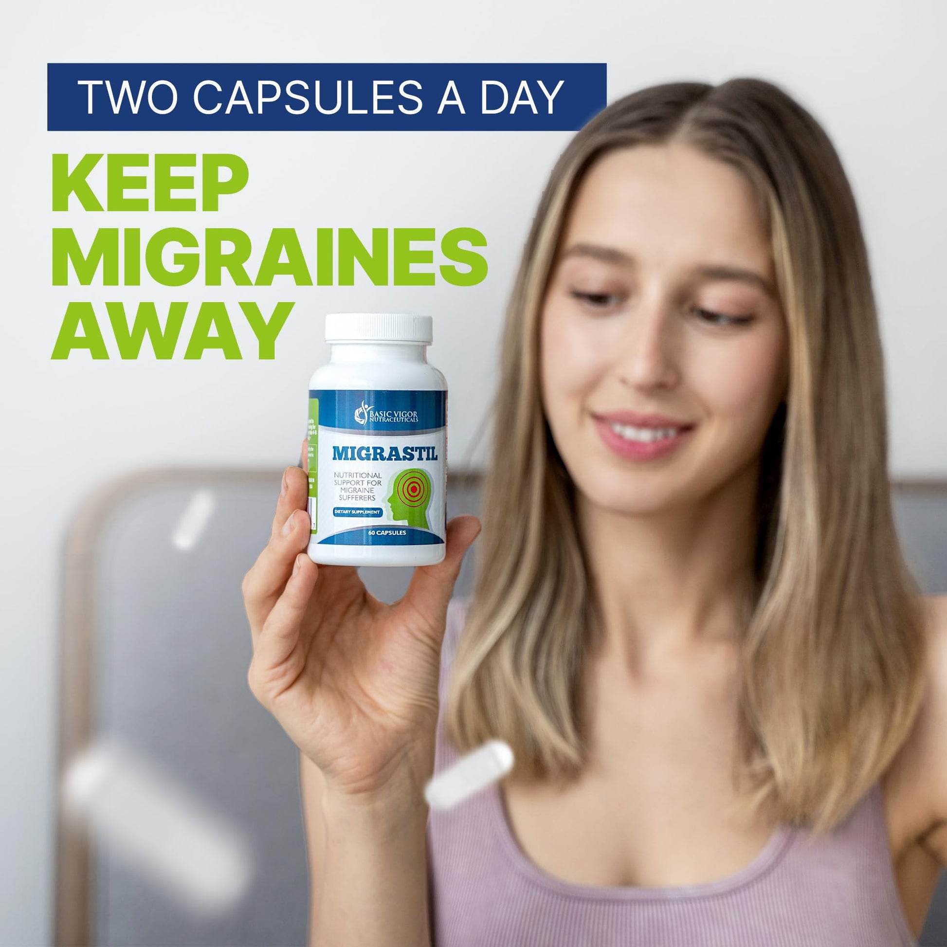 Basic Vigor Migrastil Migraine Support Capsules. Feverfew, Magnesium, Taurine & Vitamin B1 for Migraines Natural Supplement. Made in The USA. Vegan and Gluten Free. Basic VigorBuy Supplements Australia