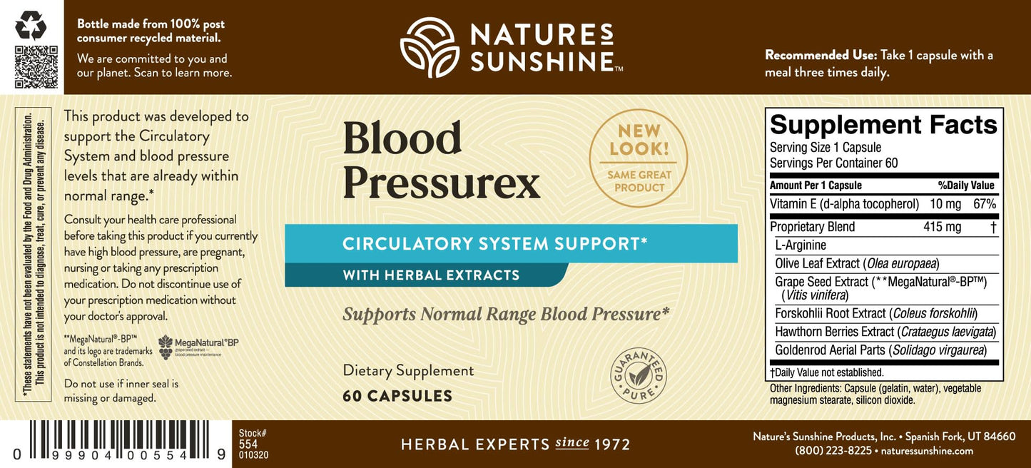 Nature's Sunshine Blood Pressurex 60 Capsules Nature's SunshineBuy Supplements Australia