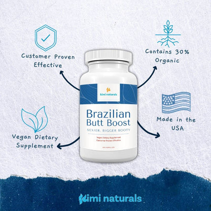 Kimi Naturals Butt Enhancer Pills - Tightening and Butt Lifting Supplements for Bigger Booty and Curvy Hips - Fast Growth Bum Enhancement 60 Capsules KIMIBuy Supplements Australia