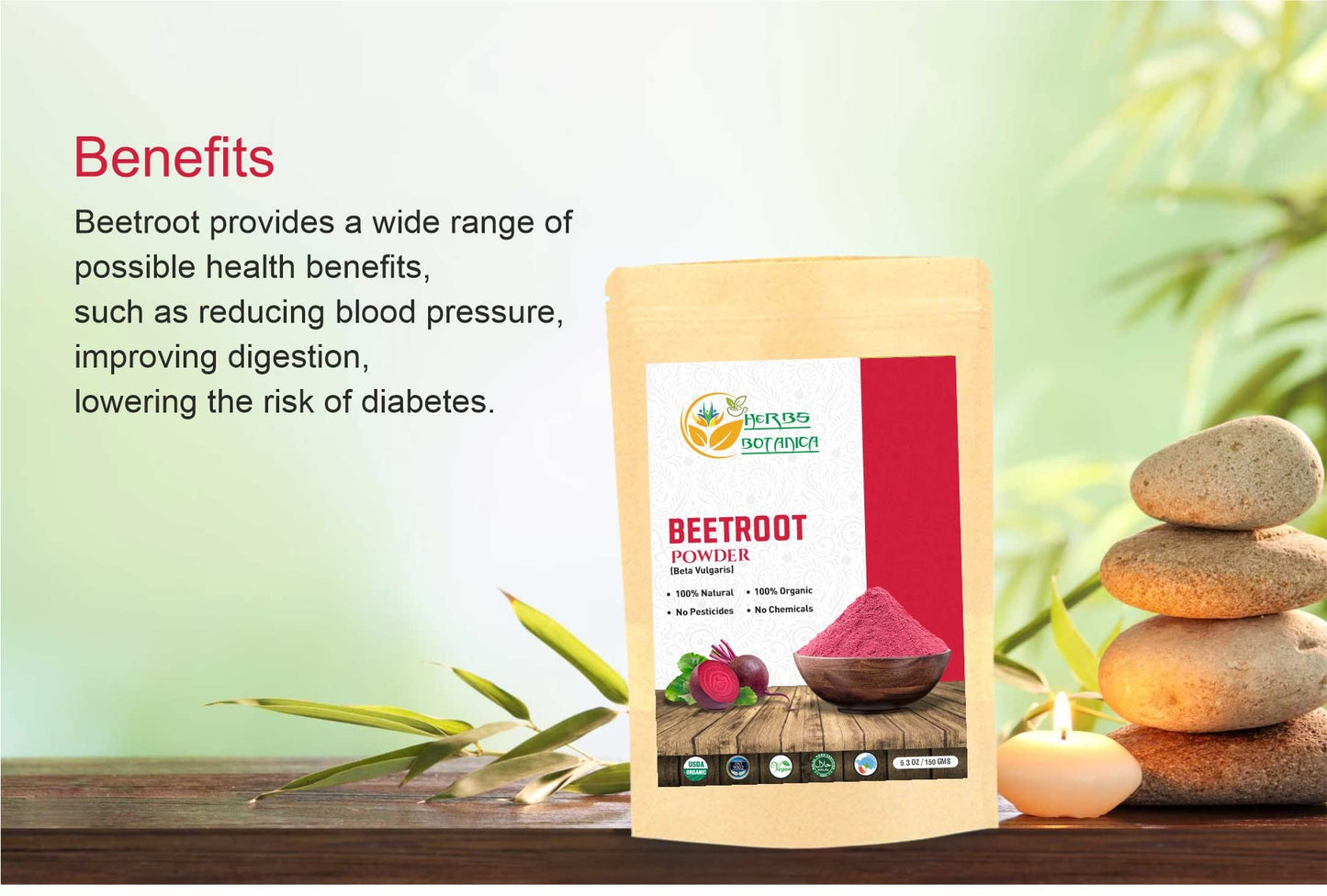 Herbs Botanica Beetroot Powder Organic for Baking and Smoothies | Nitric Oxide Suppement Herbs BotanicaBuy Supplements Australia