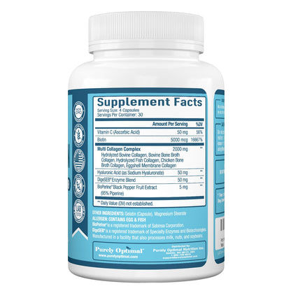 Premium Multi Collagen Peptides (Types I, II, II, V, X) - Collagen Pills for Skin Care, Hair Growth, Nails & Joints - Vitamin C, Hyaluronic Acid