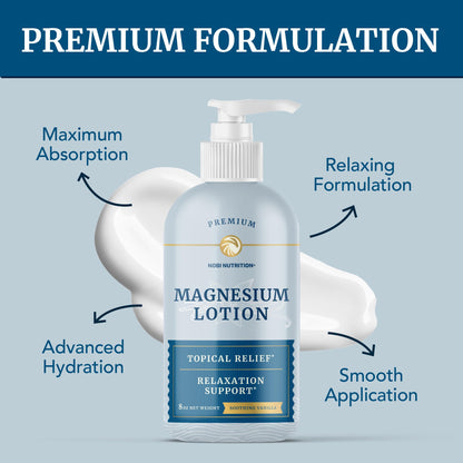 Magnesium Lotion | Relieves Muscle Cramps & Soreness | Relaxation & Calming Support Nobi NutritionBuy Supplements Australia