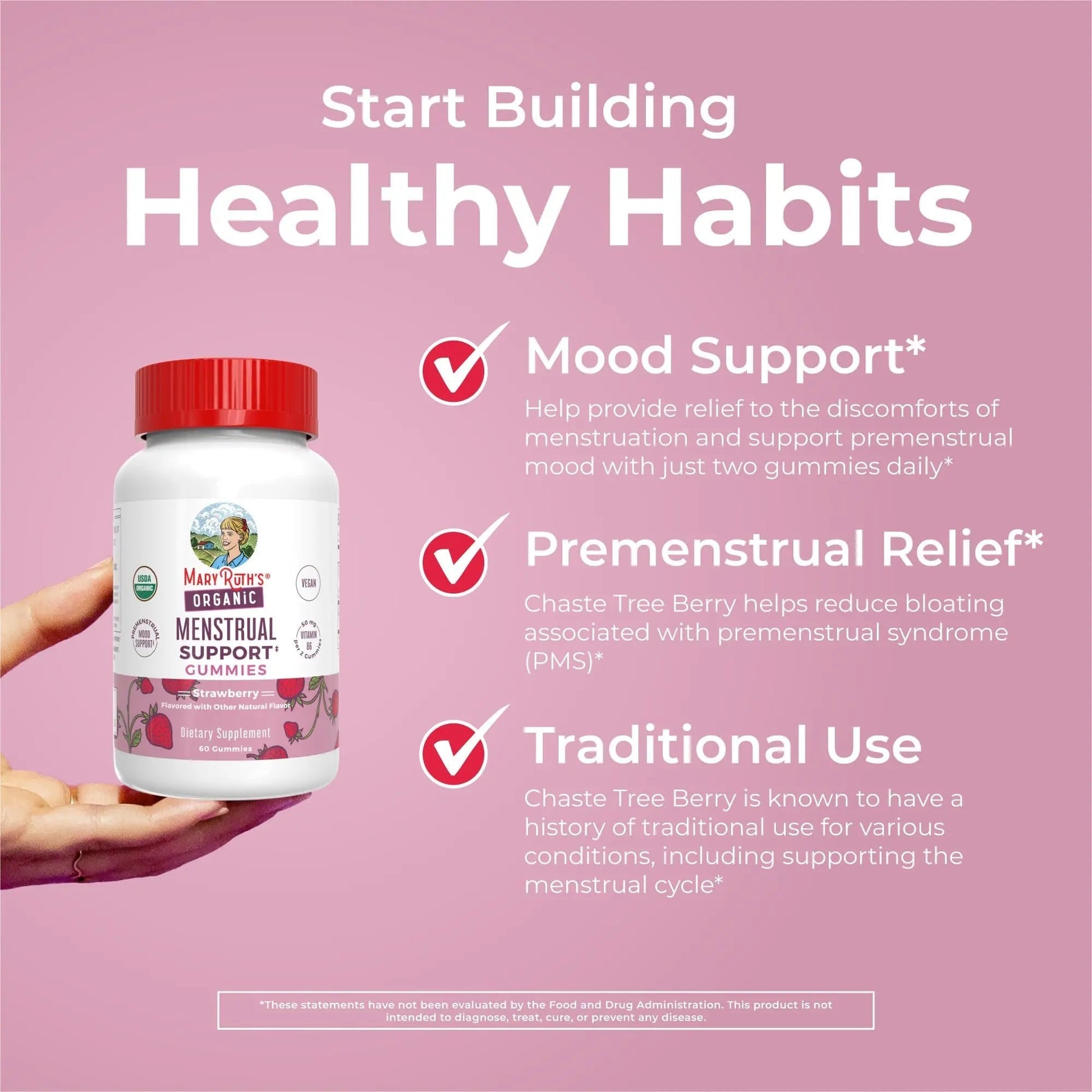 Organic Menstrual Support Gummies by MaryRuth's | for The Relief of Common Symptoms of Premenstrual Syndrome | PMS Support | Premenstrual Mood Support | USDA Organic | Non-GMO | Vegan | 30 Servings MARYRUTH'SBuy Supplements Australia
