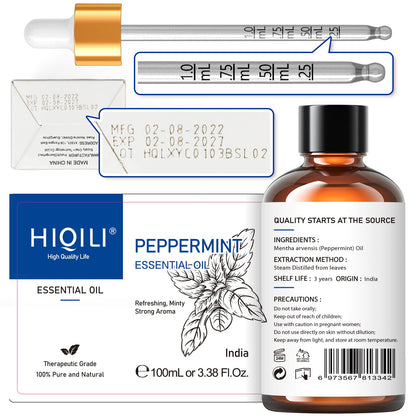 HIQILI Peppermint Oil 100ML, 100% Pure Peppermint Essential Oil Natural for Diffuser HIQILIBuy Supplements Australia