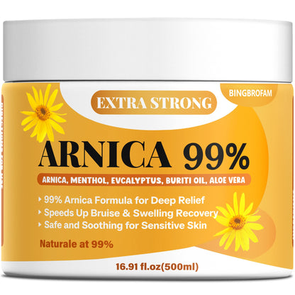 Bingbrofam Arnica Cream 99% Extra Strength Gel Pain Relief for Fast Healing Thin Skin, Seniors Bruises with Menthol, Swelling, Soothing Massage, 16.9 Oz BingbrofamBuy Supplements Australia