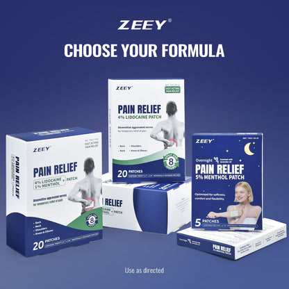 ZEEY 4% Lidocaine Pain Relief Patches, with 1% Menthol Maximum Strength OTC, for Back, Knee, Neck, Shoulders, Joints, Muscle Soreness, Fast Acting, Long Lasting, Large Gel Patch, 5.5" x 3.94", 20Ct ZEEYBuy Supplements Australia