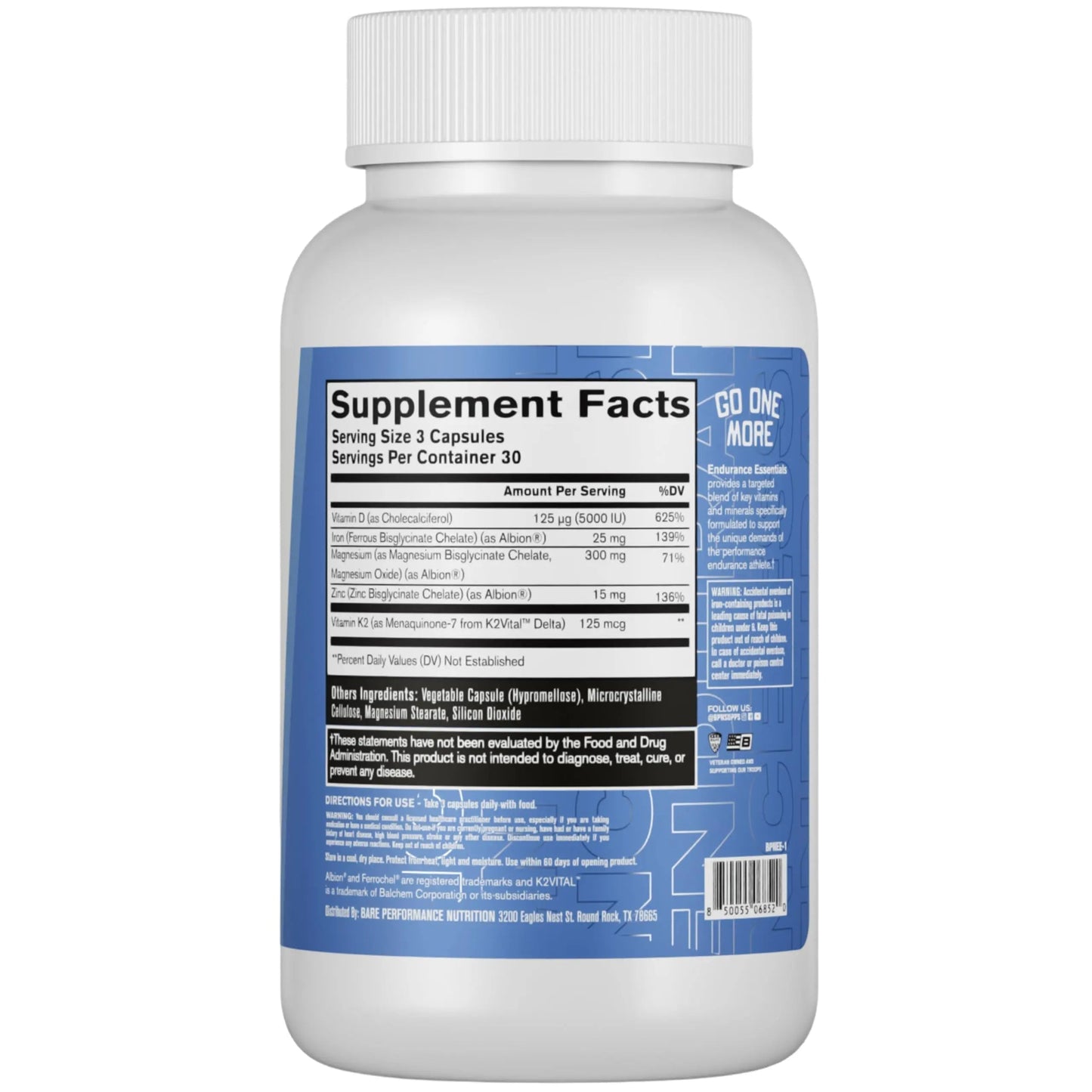 BARE PERFORMANCE NUTRITION Endurance Essentials | Endurance Athlete Daily Multivitamin | NSF Certified for Sport | Supports Energy, Muscle Function BARE PERFORMANCE NUTRITION
