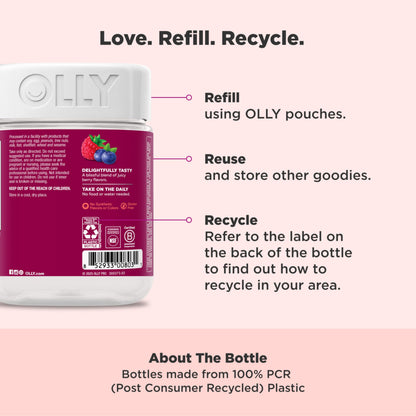 OLLY Women's Daily Multivitamin Gummy, Vitamins A, D, C, E, Biotin, Folic Acid, Adult Chewable Vitamin