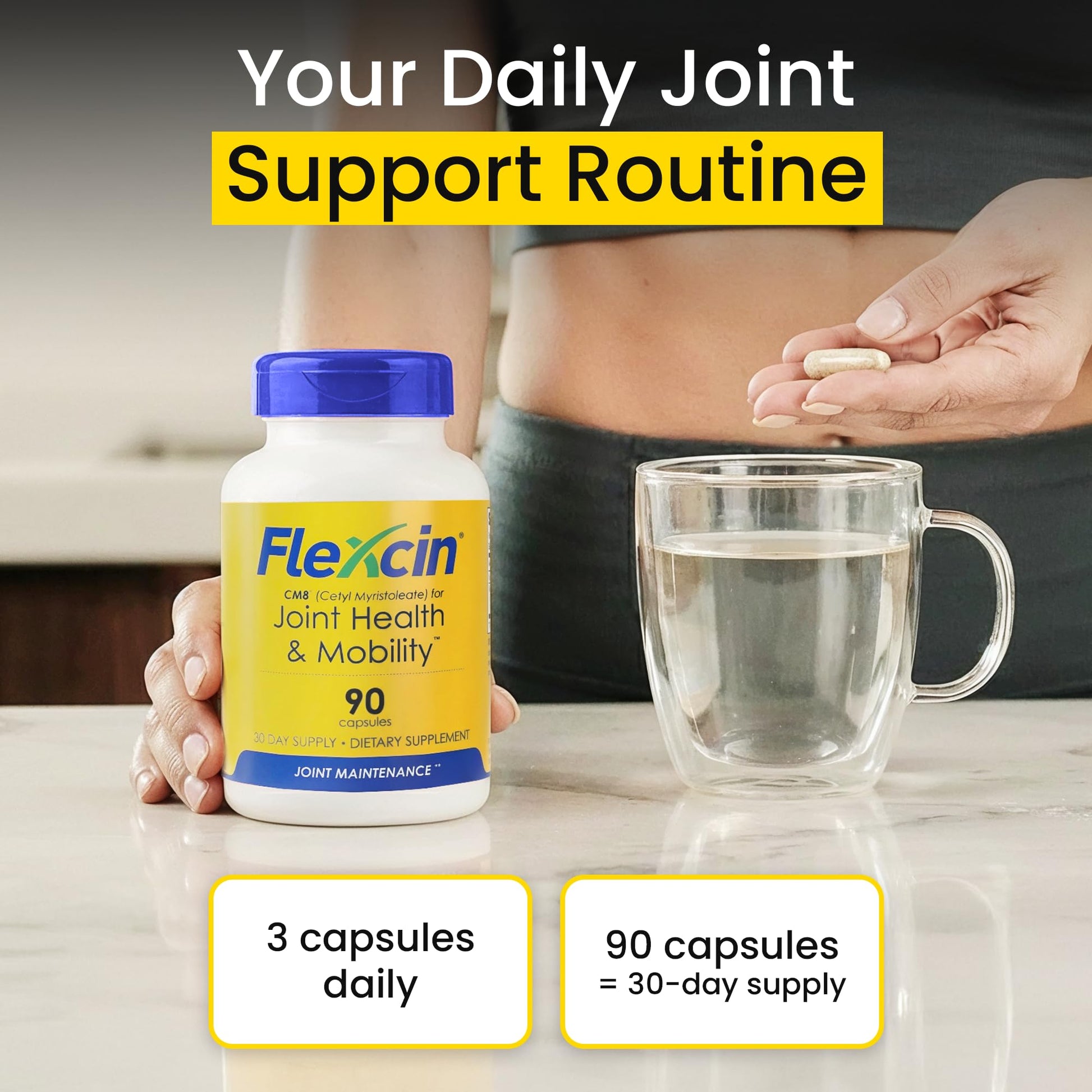 Flexcin Joint Health & Mobility Formula with CM8 (Cetyl Myristoleate) - Joint Supplements for Men and Women with Glucosamine, MSM, Collagen Type II - 90 Capsules FlexcinBuy Supplements Australia