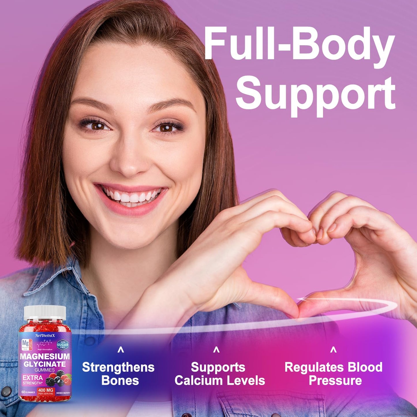 Magnesium Glycinate Gummies 400mg, Sugar Free Mаgnеsium Gummiеs for Adults with Magnesium Malate, Zinc, and Vitamin B6 for Sleep, Body Support and Relaxation, Non GMO, 60 Count-Multi-Flavor ArtDietistXBuy Supplements Australia