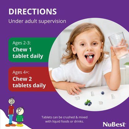 NuBest Tall Kids - Multivitamins & Minerals for Age 2 to 9 - Bone Strength & Immunity Support - Helps Kids, Toddlers Healthy NuBest