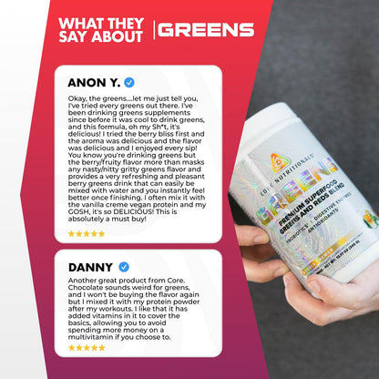 Core Nutritionals Greens | Premium Superfood Reds & Greens Blend | 5 Billion CFU Probiotics, Digestive Enzymes, & Antioxidants | 30 Servings (Berry Bliss) Core NutritionalsBuy Supplements Australia