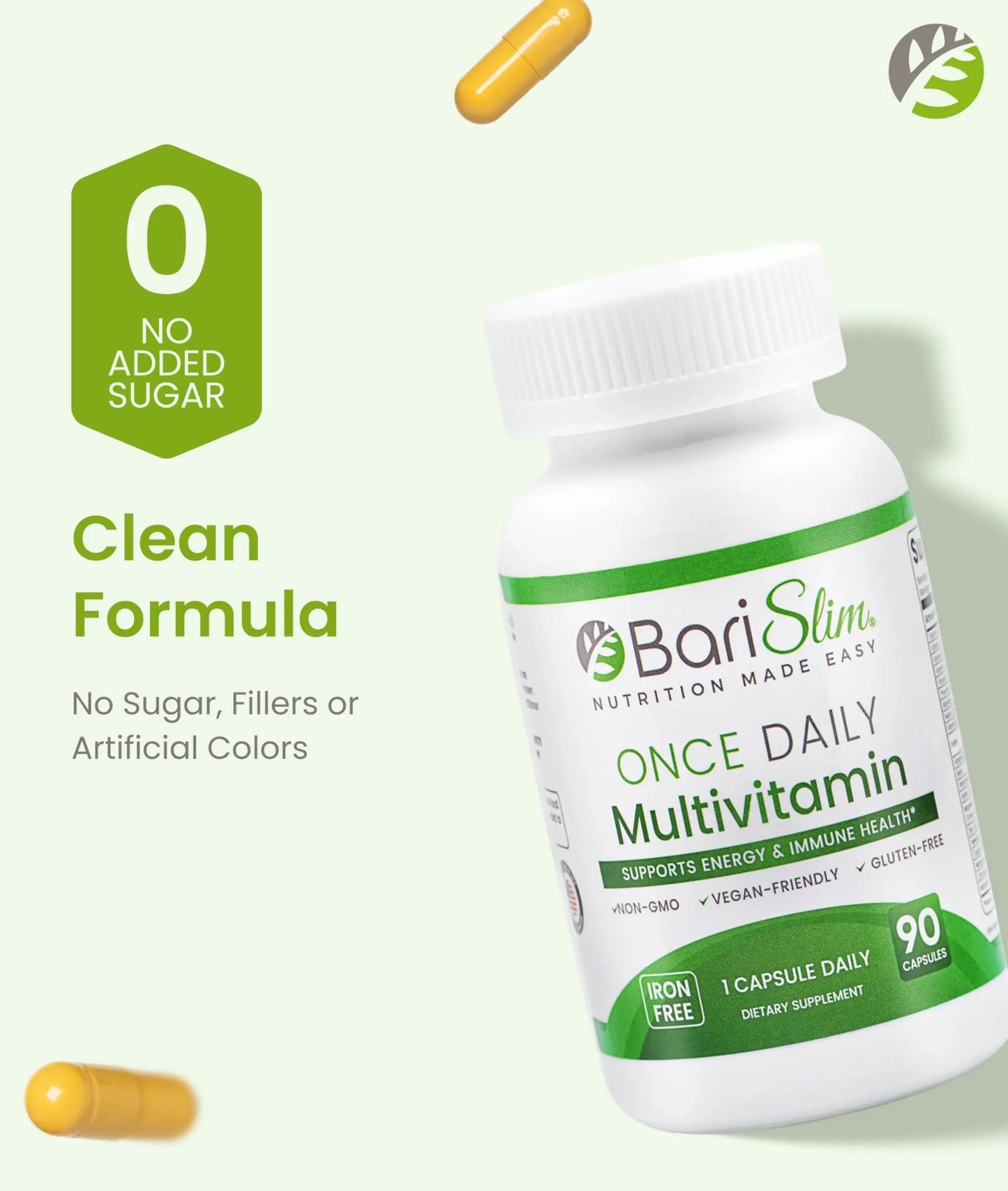 BariSlim Once Daily Bariatric Multivitamin Capsule - Iron-Free Formula - Bariatric Vitamin and Supplement for Post Surgery BariSlim