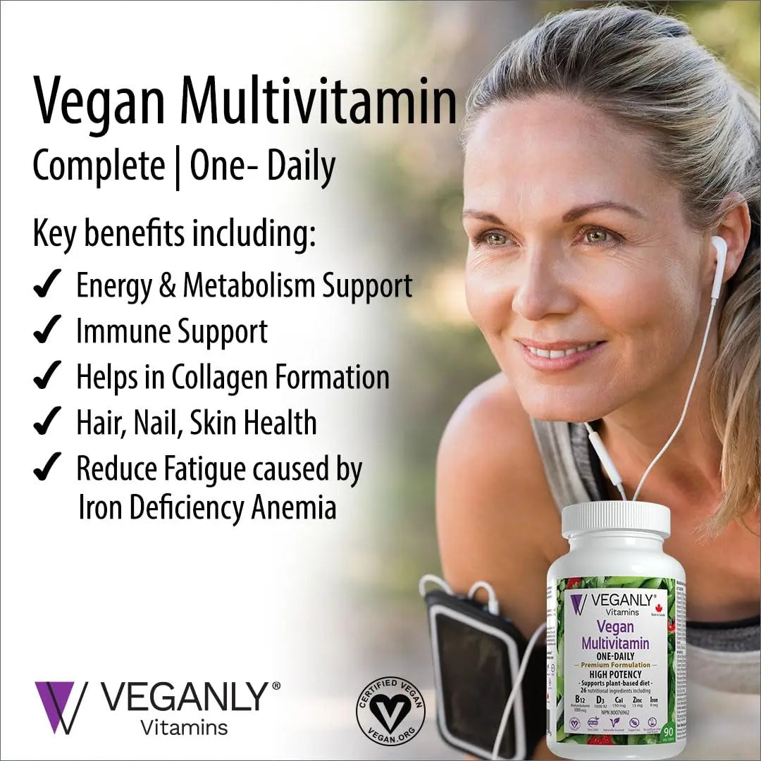 VEGANLY Vitamins Vegan Multivitamin One-Daily, (90 Veg Tablets). Complete Nutrition Support for Plant-Based, Vegan or Vegetarian Diets VEGANLY VitaminsBuy Supplements Australia