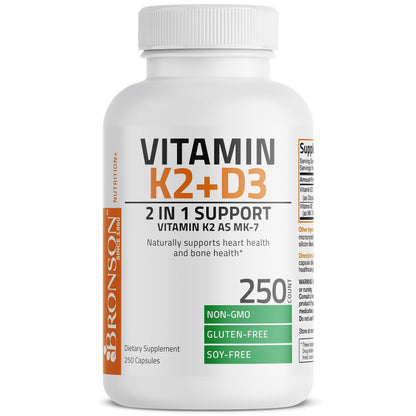 Bronson Vitamin K2 (MK7) with D3 Supplement Bone and Heart Health Non-GMO BronsonBuy Supplements Australia
