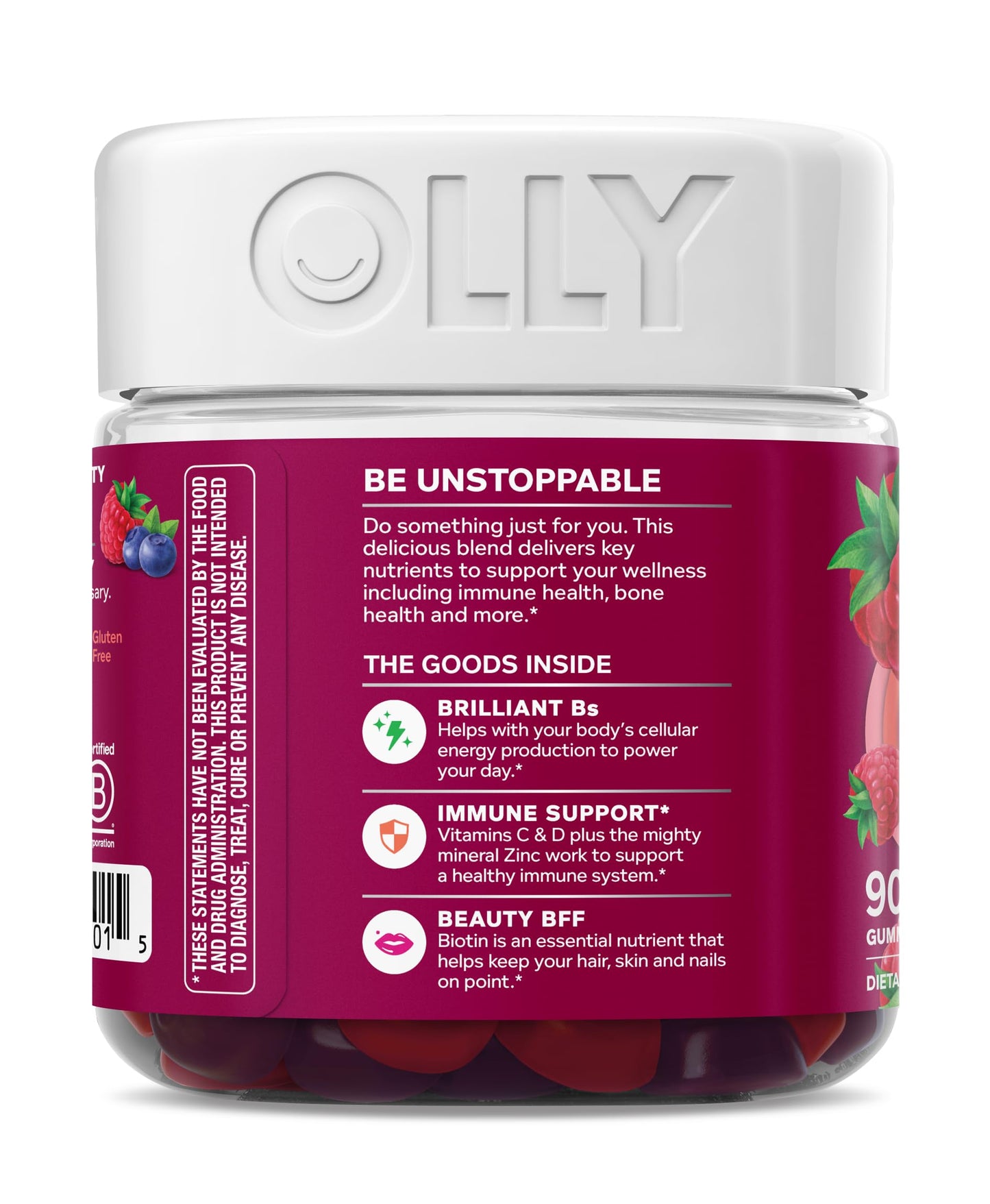 OLLY Women's Multivitamin Gummy, Vitamins A, D, C, E, Biotin, Folic Acid, Adult Chewable Vitamin, Berry Flavor OLLYBuy Supplements Australia