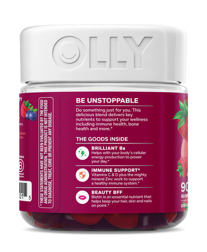 OLLY Women's Multivitamin Gummy, Vitamins A, D, C, E, Biotin, Folic Acid, Adult Chewable Vitamin, Berry Flavor OLLYBuy Supplements Australia