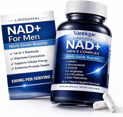 Aureph Vantique Men's NAD+ Supplement with Resveratrol, CoQ10, L-Citrulline & Lycopene - Nitric Oxide Support, Prostate Care, Anti-Aging, Stamina & Cellular Energy Boost 60 Capsules AurephBuy Supplements Australia