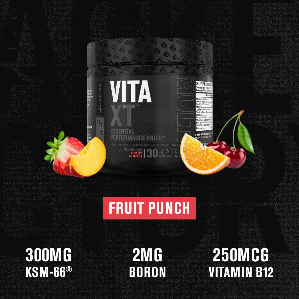 Jacked Factory Vita XT Performance Vitamin Powder - Daily Multivitamin Powder for Men with KSM-66 Ashwagandha, Prebiotic Fiber Jacked Factory