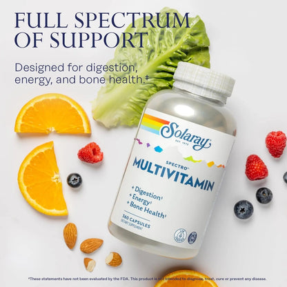 SOLARAY Spectro Multivitamin with Iron - Multi Vitamin with Calcium, Magnesium, Energizing Greens, Herbs & Digestive Enzymes SOLARAY