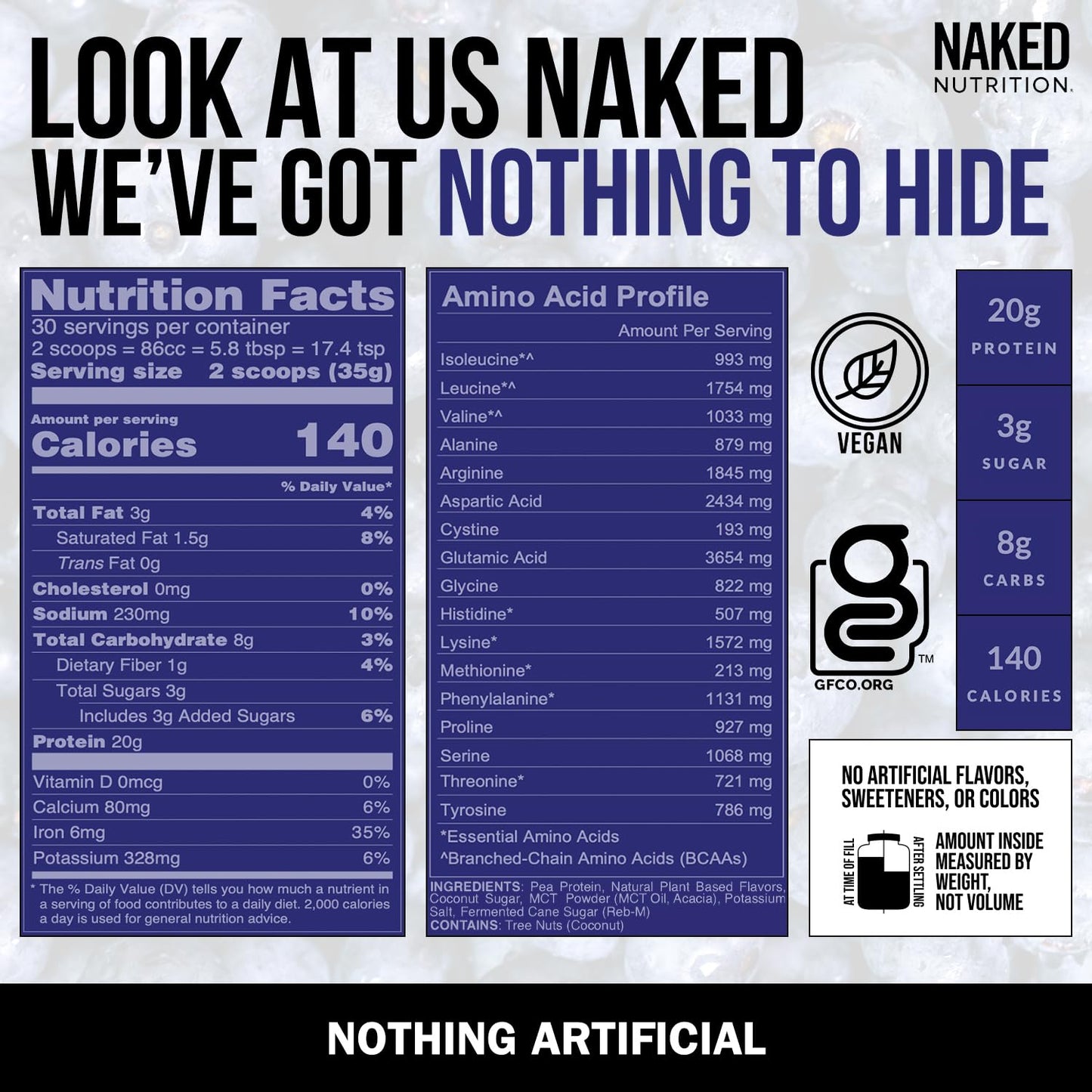 Naked Shake - Blueberry Muffin Protein Powder - Flavored Plant Based Protein Naked NutritionBuy Supplements Australia