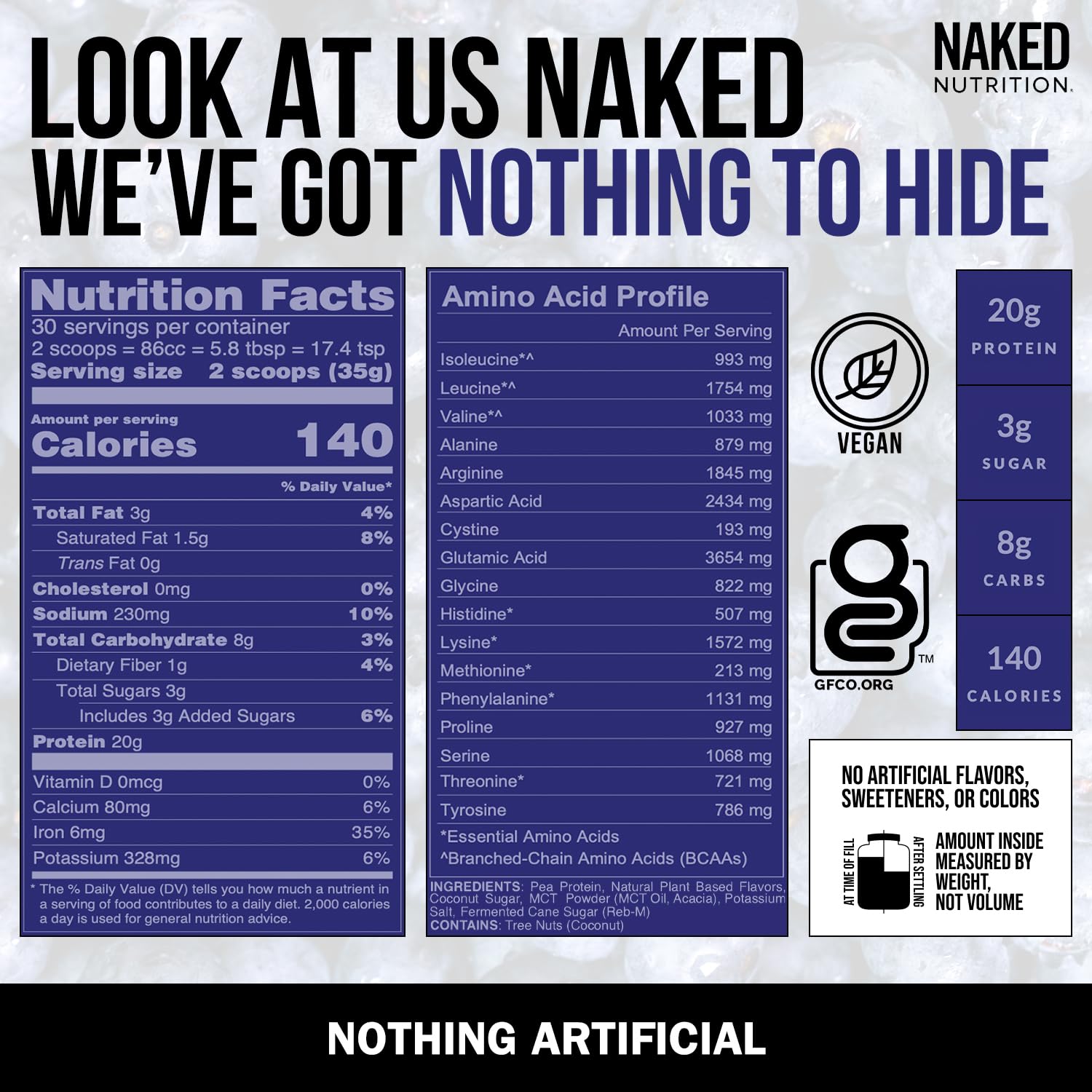 Naked Shake - Blueberry Muffin Protein Powder - Flavored Plant Based Protein Naked NutritionBuy Supplements Australia