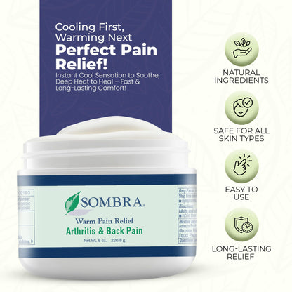 Sombra Warm Pain Relief Gel, Warm Relief for Arthritis and Chronic Pain Pre-Workout Muscle Rub Vegan Formula Free of Artificial Fragrances, Dyes, NSAIDs, Wax, Petroleum, Alcohol - 8oz (2 Pack) SombraBuy Supplements Australia