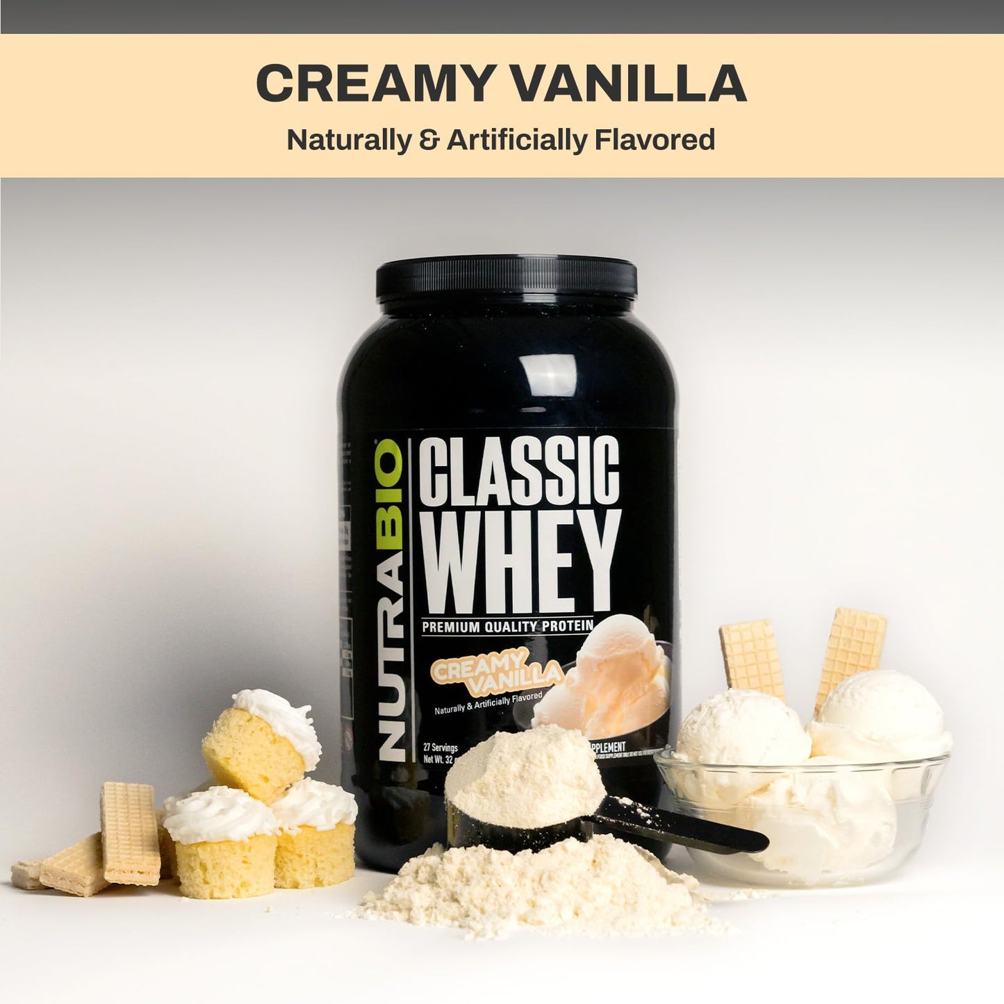 NutraBio Classic Whey Protein Powder- 25G of Protein Per Scoop - Full-Spectrum Amino NutraBioBuy Supplements Australia