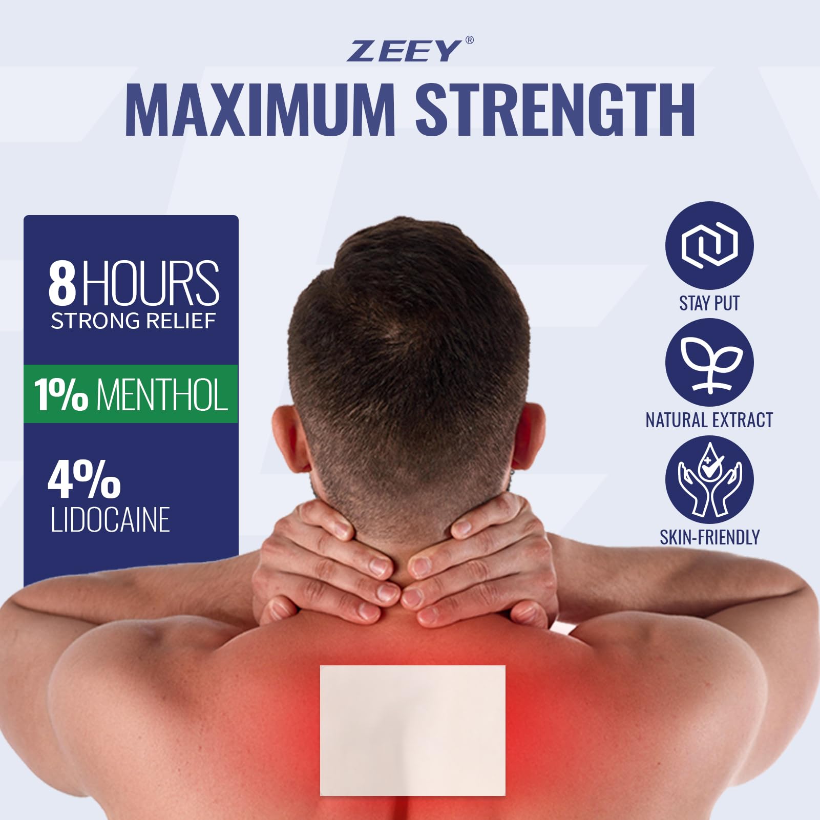 ZEEY 4% Lidocaine Pain Relief Patches, with 1% Menthol Maximum Strength OTC, for Back, Knee, Neck, Shoulders, Joints, Muscle Soreness, Fast Acting, Long Lasting, Large Gel Patch, 5.5" x 3.94", 20Ct ZEEYBuy Supplements Australia