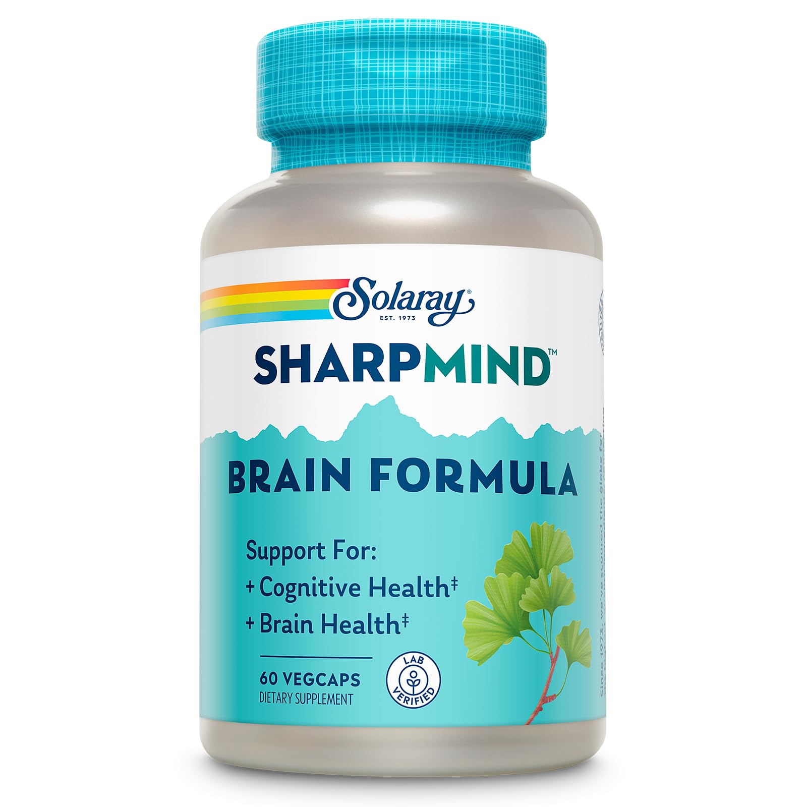 SOLARAY SharpMind Brain Support Formula - Nootropic Brain Supplements - Cognitive and Brain Health Support with Ginkgo Biloba - 60-Day Guarantee, 60 Servings, 60 VegCaps SOLARAYBuy Supplements Australia