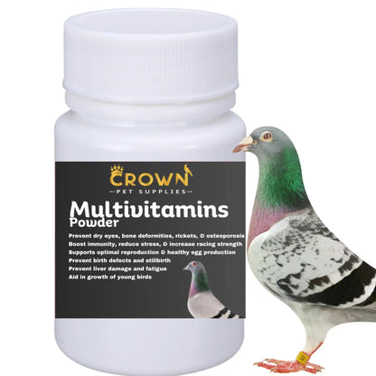 Multivitamin Powder for Pigeons – Ultimate Vitamin Formula for Racing & Breeding – Supports Growth, Bone Strength, Reproductive Health & Feather Health Crown Pet Supplies