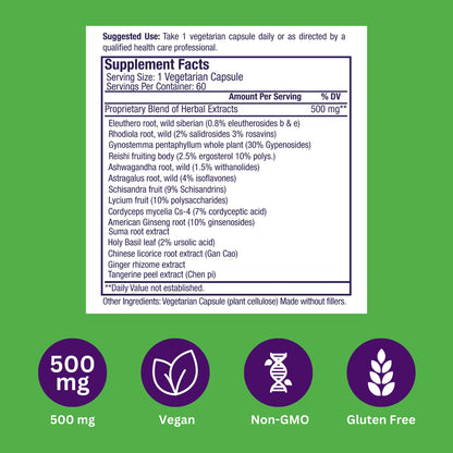 Paradise Herbs, Imperial Adaptogens, with Ashwagandha, Astragalus, Rhodiola, Proprietary Adaptogen Blend for Stress Support, Focus & Energy, 60 Vegetarian Capsules Paradise HerbsBuy Supplements Australia