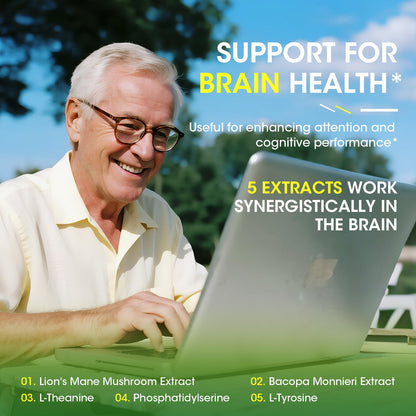 Eye + Brain Supplements for Memory and Focus, Lutein 40mg, Zeaxanthin, Astaxanthin, Bilberry, Lion’s Mane, Bacopa Monnieri, Ginkgo Biloba, 14 in 1 Eye Vitamins for Adults & Seniors 120 Capsules AlliwiseBuy Supplements Australia