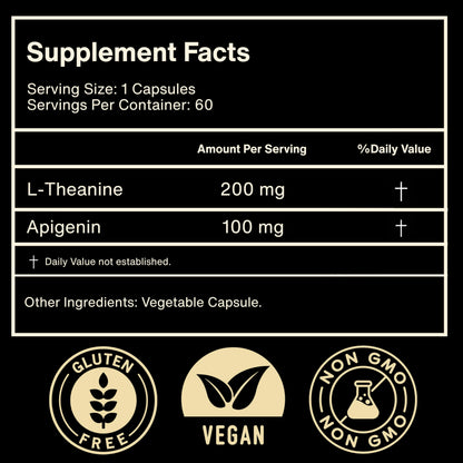 Mindvance Apigenin 100mg with L-Theanine 200mg Supplement Capsules for Sleep Support, Relaxation, Clarity & Calm | Melatonin Free | 60 Vegan Capsules MindvanceBuy Supplements Australia