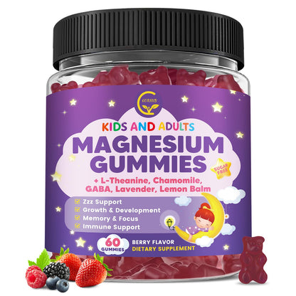 Magnesium Glycinate Gummies 400/200mg for Kids & Adults, NO Melatonin Sleep Aid Magnesium Supplement Gummies with Chamomile, Lavender, L-Theanine & GABA, B6, D3 & K2 for Bone, Relax, Immune Support GORNVBBuy Supplements Australia