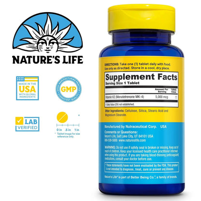 Nature's Life Revitalizing Vitamin K2 - Bone Health, Artery and Heart Health Support - High Potency Vitamin K Supplement as Vitamin K2 MK4 Nature's LifeBuy Supplements Australia