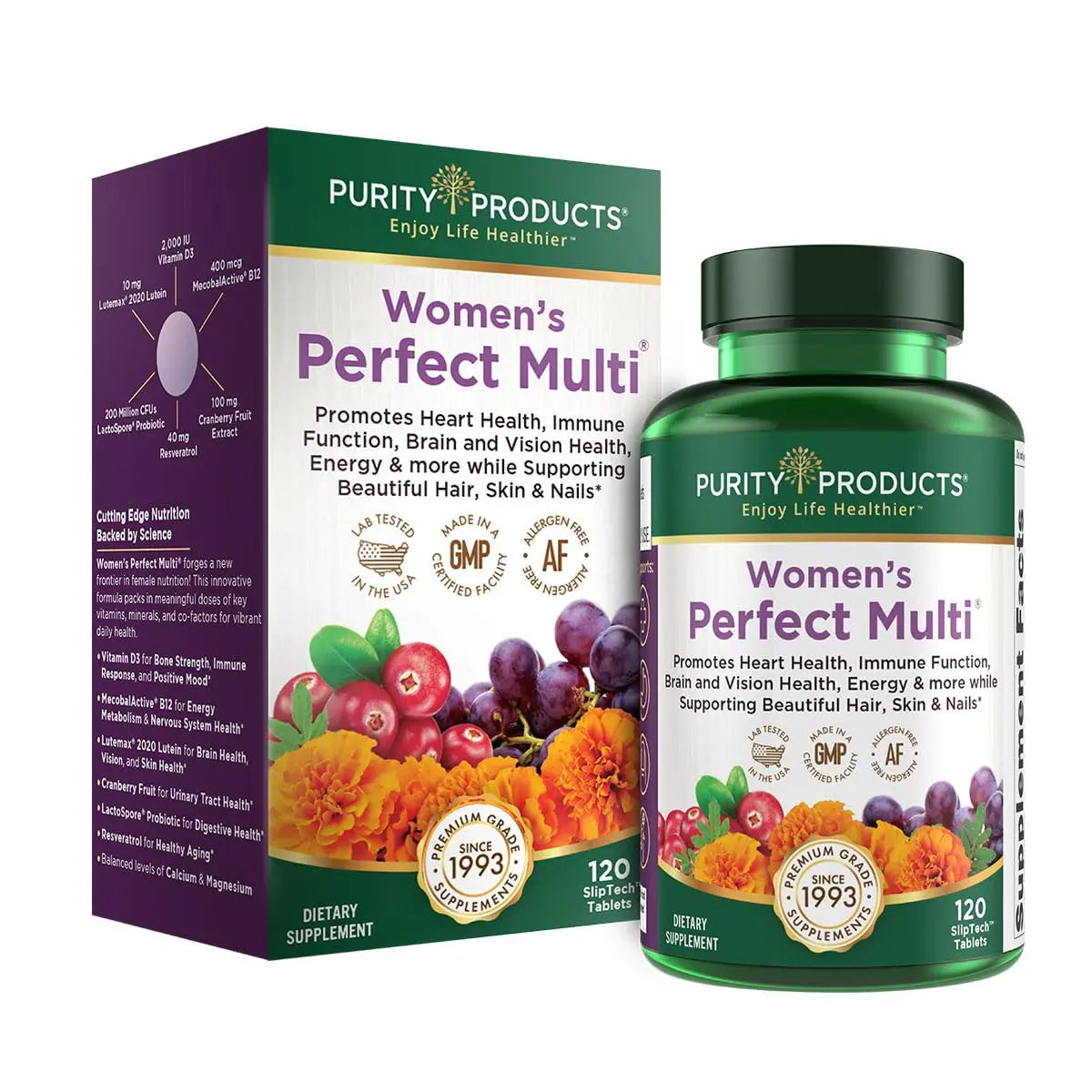 Purity Products Women’s Perfect Multi Balanced Multivitamin - Supports Urinary Tract Health, Immune, Bone + Muscle, Hair, Skin, Nails Purity Products